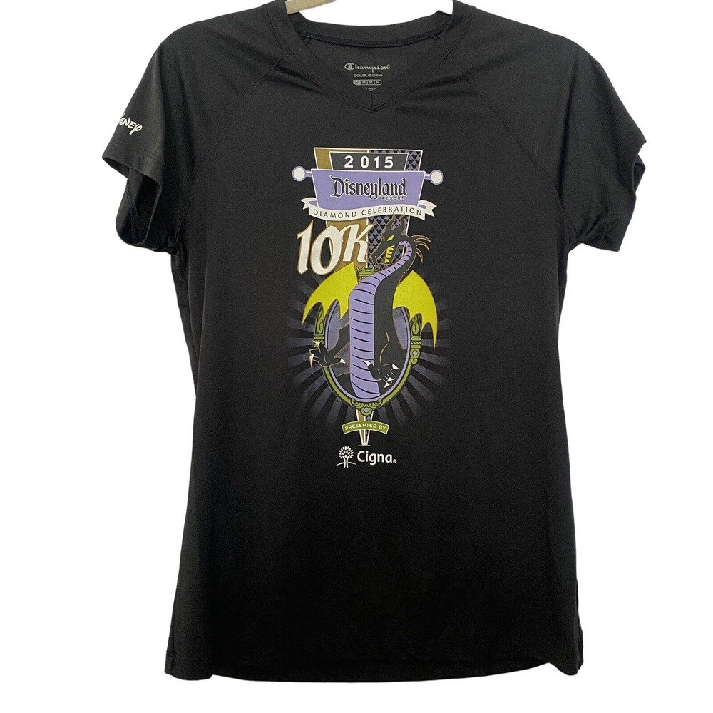 🌵Champion 2015 Women's Disney 10K Dragon V-Neck T-Shirt - Size Medium